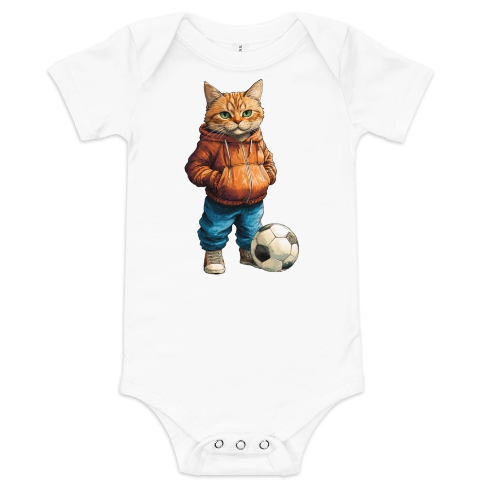 Soccer Casual cat Baby Onesie White