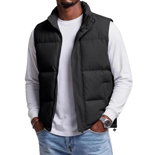 Black Puffer Vest Men Quilted Vest No Hood Lightweight Puffer Jacket - image 1