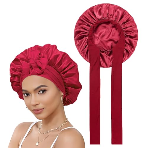 Caikailior Seidenhaarhaube Schlafhaube Weinrot