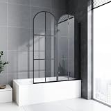 Duschwand für badewanne faltbar Schwarz Gewölbt Badewannen-Duschwand...