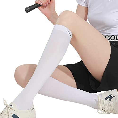 Image of Golf Sun Protection Socks UPF50+ Overknee Stocking Ice Silk Breathable Cool Socks for Women School Outdoor Sports