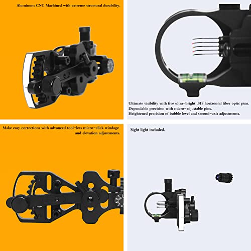 Perogen Adjustable Bow Sight For Compound Bow -Aluminum .019" Fiber Optic #TOP7
