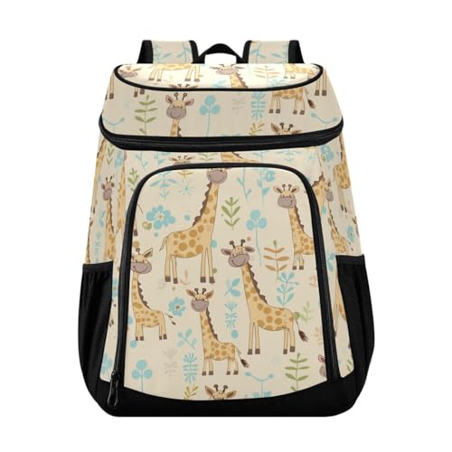 Giraffe Yellow Cooler Backpack Leakproof Insulated Lunch Cooler Bag 30 Cans Camping Backpacks for Road Trip Picnic Beach