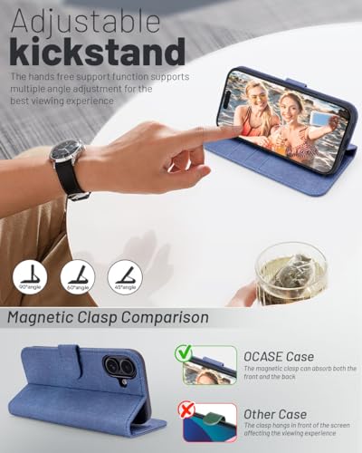 OCASE for iPhone 16 Case, PU Leather Wallet, Magnetic Flip Folio Cover with RFID Blocking, Card Holders, Shockproof TPU - Image 3