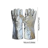 yupeuooe Rękawice Termoizolacyjne - Rękawice Ze Wzmacnianą Folią Aluminiową Do Odlewania - Bezpieczne Robocze Do Hutnictwa Szkła Metalurgii Kuchni