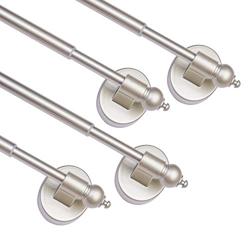 Coquilles Magnetic Curtain Rods,Multi-Use Adjustable Appliance For Metal Doors,Windows,No Tools Needed,9-16 Inch,Nickel,4 Pack cover