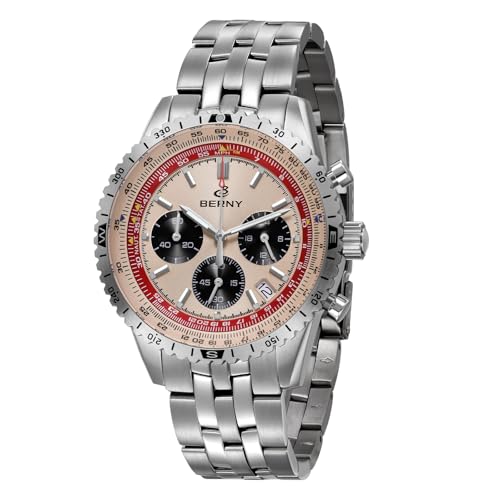 BERNY Reloj de Cronógrafo Tachímetro para Hombres Reloj Analógico de Cuarzo Deportivo Cronómetro 3ATM Impermeable Calendario Fecha C3 Lumínico