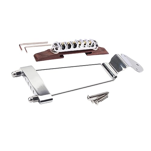 SAFIGLE String Jazz Guitar Tailpiece Adjustable Height Bridge and Frame Compatible Archtop Models Silver for Enhancing Performance