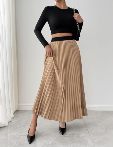 Image of ZWERLON | Women Accordian Pleat Maxi Flared Skirt