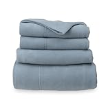 Berkshire Blanket Luxury Soft Microfleece King Sheet Set, Warm and Durable, All Season Sheet (King, Polar Blue)