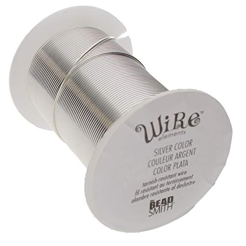 The Beadsmith Wire Elements drut miedziany, lakierowany, odporny na matowienie, do produkcji biżuterii, 31 m (srebrny)