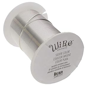 The Beadsmith Wire Elements 20-Gauge Lacquered Tarnish-Resistant Copper Wire for Jewelry Making, 15 Yard, 13.72 Meter Spool (Silver Color)