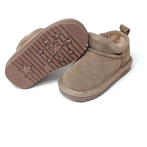 Unisex Kids' Suede Outdoor Slip-On Shearling Boots, Snow boots (red date, Little Kid, 11, Numeric Range, US Footwear Size System, 11.5, Medium)3