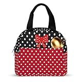 Kuquiuu Polka Dot Bow Mouse Reusable Lunch Box for Women Reusable Insulated Lunch Bag for Work Travel Picnic