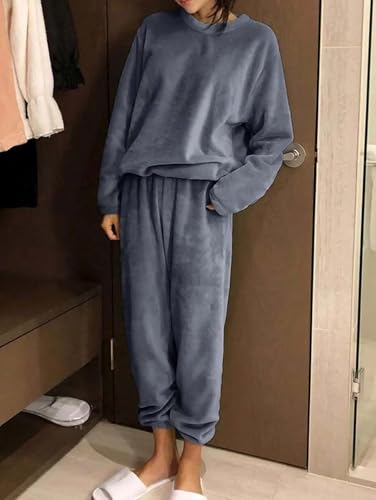 Image of KOTTY Women's Fleece Tracksuit Set | Woolen Co-ord Sweatpants for Winter | Loose Fit Winterset for Ladies