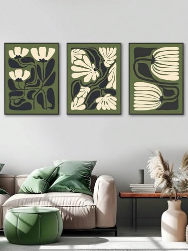Toile décorative abstraite pour salon moderne vert sauge - 3