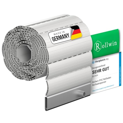 Rollwin ROLLADEN PVC Maxi 52 Hellgrau Gebohrte Endleiste Rolladenpanzer Kunststoff Lamelle mit Hohlleiste Rollladenfenster Rollladen DEUTSCHE Produktion zum Einbauen Hier Konfigurieren »»
