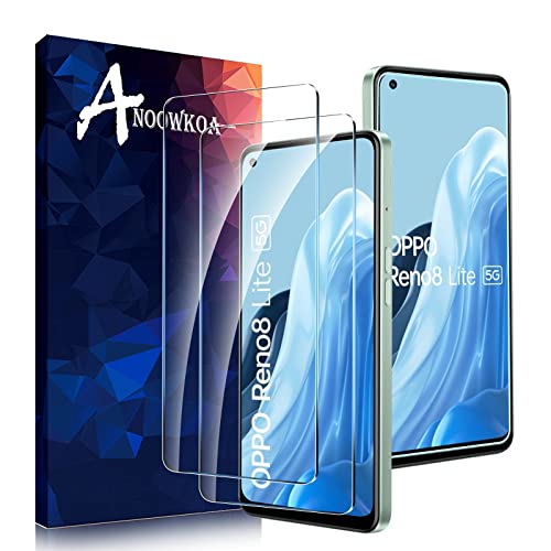 Anoowkoa Protector de Pantalla para OPPO Reno 8 Lite 5G,Cristal Templado Pantalla Entera Antihuellas elícula protectora de vidrio templado OPPO Reno 8 Lite 5G,2 PCS Cover