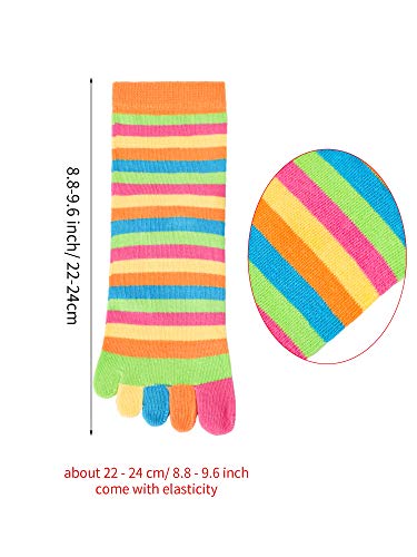 SATINIOR 6 Pairs Rainbow Women Toe Socks Full Finger Socks Separated Cotton Stocking Colorful Stripe Stocking for Women Men4