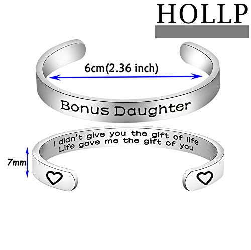 HOLLP Stepdaughter Rose Flower Bracelet Step Daughter Jewelry Daughter In Law Bracelet I Didn't Give You The of Life Gave Me Bracelet Stepdaughter Bracelet (Bonus Daughter Cuff) - Image 3
