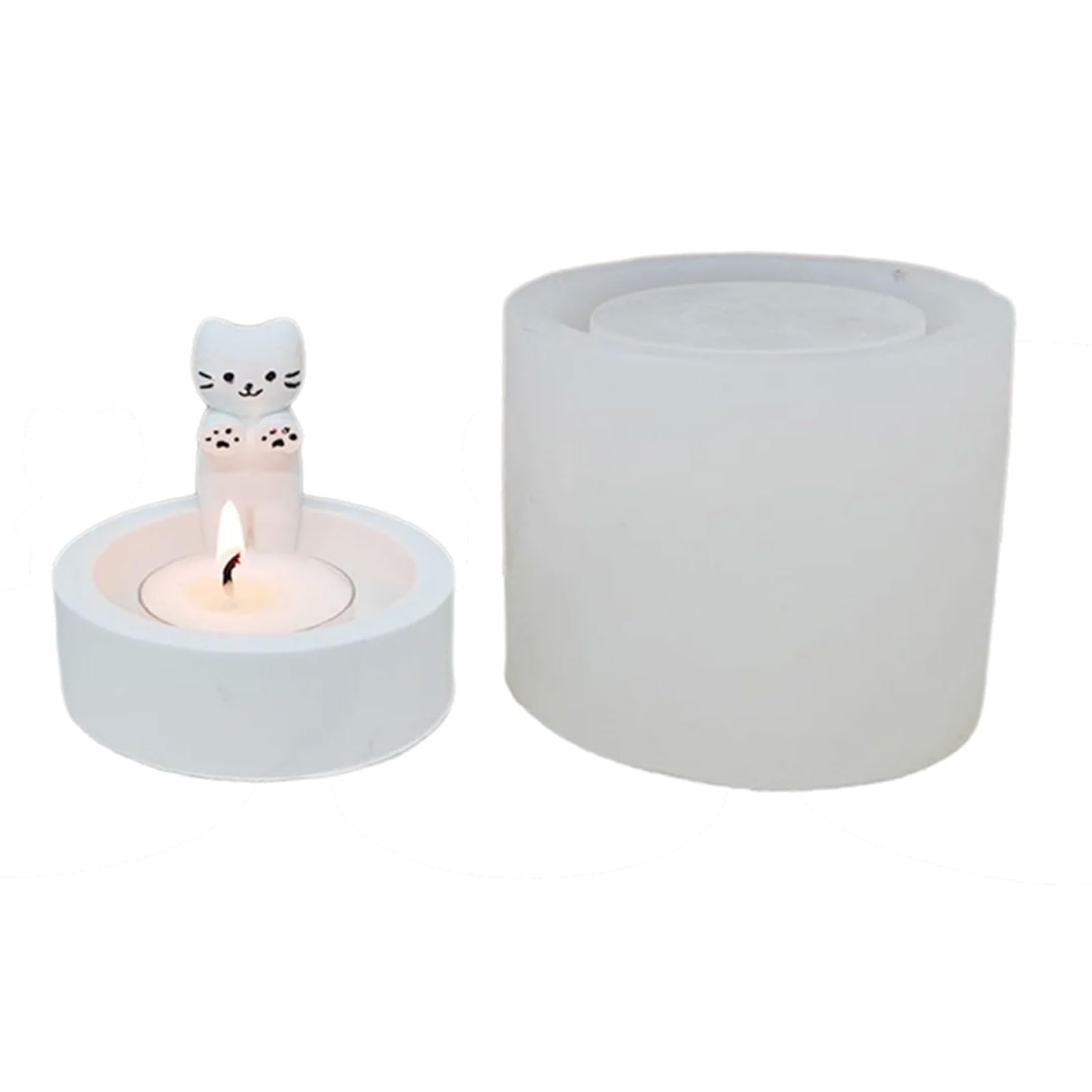 Alksubbm Cats Candlestick Resins Castings Animal Holder Silicone Molds for Table Home Decorations Cute Cats Holder Candlestick Silicone Resins Concrete