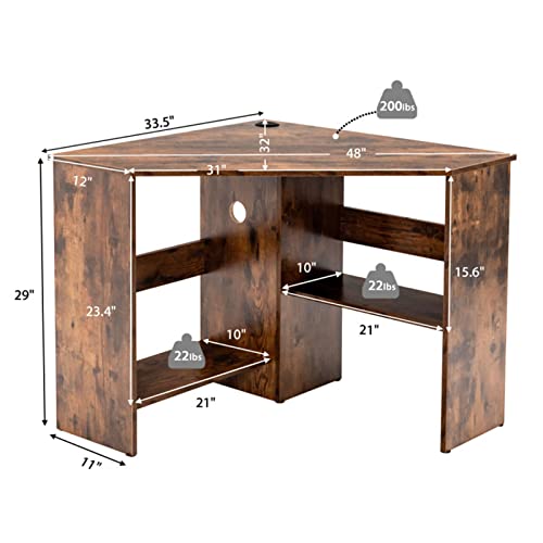 Corner Desk, Corner Computer Desk For Small Space, Bedroom Corner Desk With Storage Shelves & Cpu Stand, Small Desks For Small Spaces, Small Corner Writing Desk (Rustic Brown) #TOP1