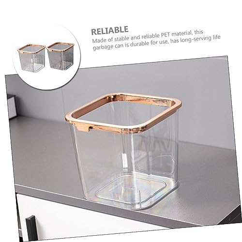 Unomor Caneca de Basura Transparente Rectangular 2 piezas miniatura 3