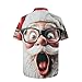 Xiaojmake Men's Xmas Shirt Short Sleeve Button Up Casual Christmas Shirts Fall Beach Holiday Santa Print Top Tropical Shirts Wine