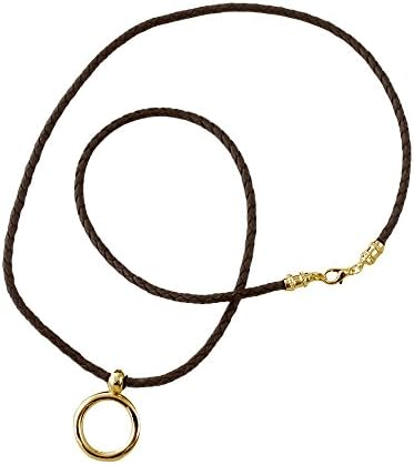 Giorgio Fedon Braid Brown Leather/Gold La.Loop Eyeglass/Sunglass Necklace 26" In.