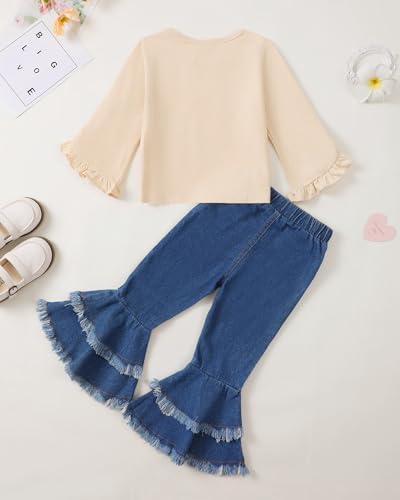 Image of Little Girls Clothes Kids Fall Winter Outfits Pant Set for Girl Age 4-8