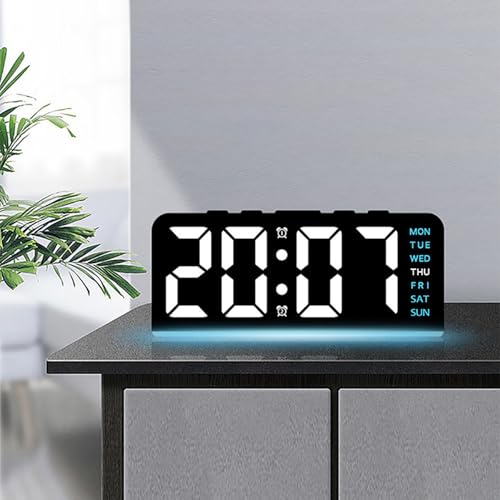 Reloj digital LED para hogar y oficina con luz ambiental regulable 6