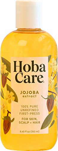 HobaCare Jojoba Oil  100% Pure Jojoba Oil Unrefined Cold Pressed for Skin Scalp amp Nails  Moisturizing Body Oil for Dry Skin Natural Hair amp Beard Oil for Men Women amp Kids 845 fl oz / 250 ml