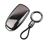 Cover Chiave Auto per 5 C5 7 J8 J9 8 Pro, Guscio Protettiva in TPU con Portachiavi Circolare, Accessori Antigraffio, Nero Trasparente