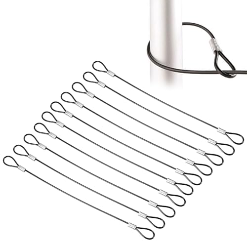 10Pcs 8" Safety Cable Lock Stainless Steel 2mm Dia Security Wire Rope Black Luggage Lock Safety Cable Wire with Double Looped Ends for Outdoor Gate Luggage Suitcase Wire Lock