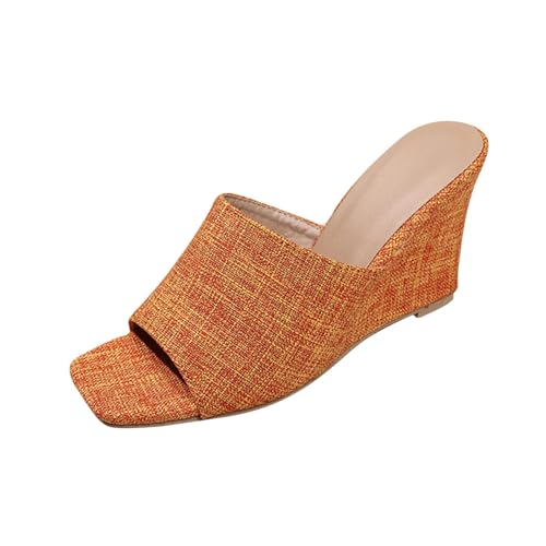 Pantoufles à talon compensé confortables pour femme et sandales été avec bouche de poisson