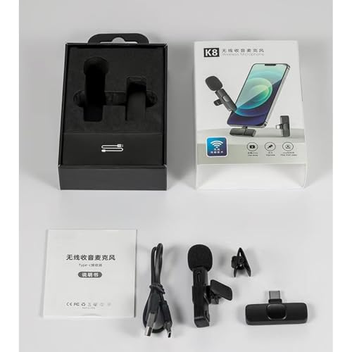 Image of Wireless Lavalier Microphone for Type-C Devices, Clip-on Mic with Noise Reduction, Plug & Play Wireless Audio System for Android Phones, Tablets & Laptops (Type-C Version (K8 Mic))