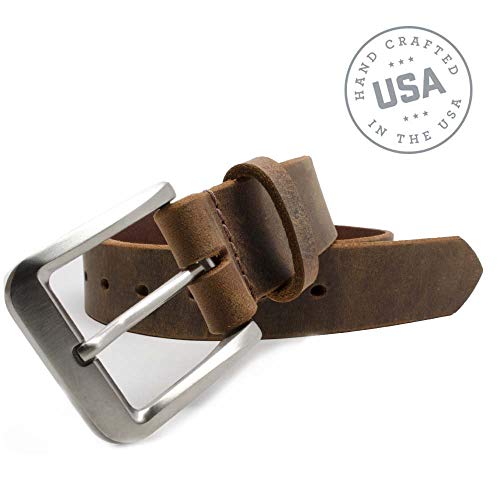 Nickel Smart Mt. Pisgah Titanium Brown Distressed Leather Belt- 34" #TOP2