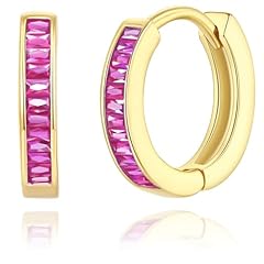 Gold Hot Pink CZ Huggies