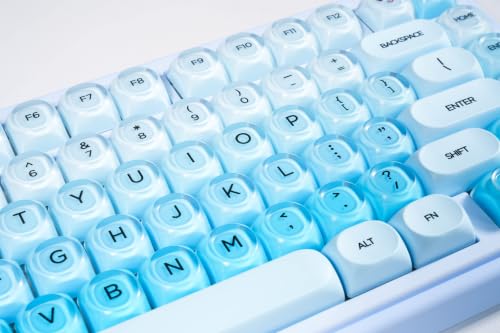 Image of ZORNHER UR82 Wireless Foundation Mechanical Keyboard,75% Creamy Keyboard,Cute Gaming Keyboard,Jelly Crystal Gradient Keycaps,Hot Swappable,RGB Backlit,for Mac Windows,BT5.0 /USB-C /2.4GHz,Ice Blue