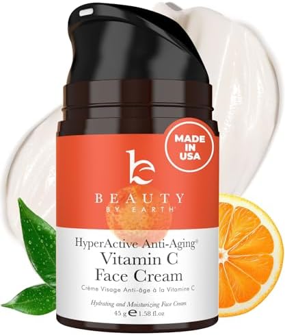 Beauty by Earth Vitamin C Face Cream - USA Made with Organic & Natural Ingredients, Skin Brightening Cream for Face, Discoloration Correcting & Anti Aging Moisturizer for Face with Antioxidants