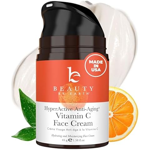 Beauty by Earth Vitamin C Face Cream - USA Made with Organic & Natural Ingredients, Skin Brightening Cream for Face, Discoloration Correcting & Anti Aging Moisturizer for Face with Antioxidants Cover