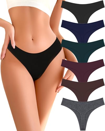 Image of READY TO LOVE Cotton Underwear for Women Pack Breathable Thongs for Women Sexy Stretch Soft Womens Panties Thong XS-XL