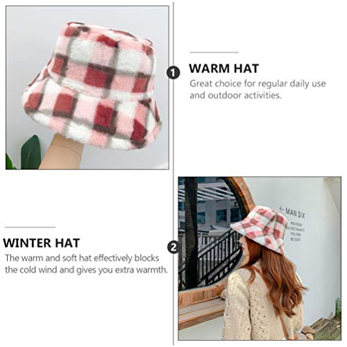 KESYOO Chapéu Xadrez de Inverno Pelúcia Quente Pescador Chapéu Engrossado Boné Macio para Mulheres M
