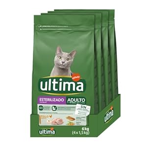 Ultima Esterilizado Adult Pollo, Comida seca para gatos, Pack de 4 x 1,5kg, Total 6kg