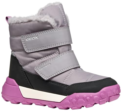 Geox J TREKKYUP Girl B AB Ankle Boot, Grey/Purple, 37 EU