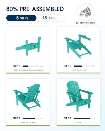 image for MUCHENGHY Folding Adirondack Chairs, Patio Chairs, Lawn Chairs, Outdoo