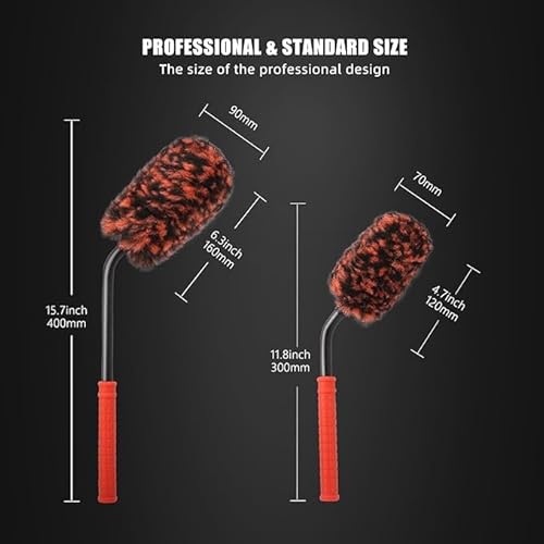 image for SPTA Angled Car Wheel Brush Set, 2Pcs Car Detailing Cleaning Brush Syn