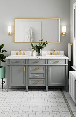 Image of Moen DN0761BG Iso 1-Light Dual-Mount Bath Bathroom Vanity Fixture with Frosted Glass, Brushed Gold (Pack of 2)