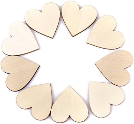 TRIXES Wooden Hearts (5cm) x100 - Rustic Look Wooden Hearts for Crafting Projects - Wooden Craft Shapes for Weddings Decoration Embellishments - Love Heart Guest Book Accessory
