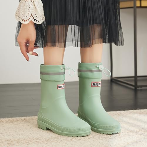 Image of Nutropa Mid Calf Rain Boots for Women, Anti-Slip Outdoor Work Rain Shoes